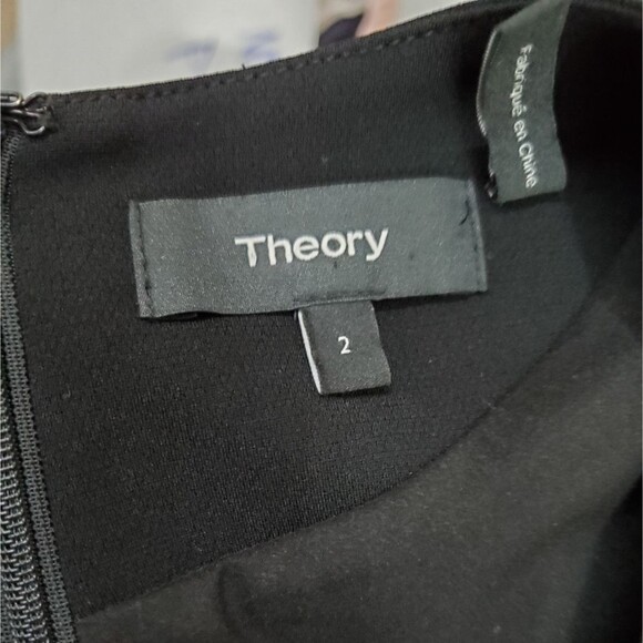 Theory Black Long Sleeve V-Neck Shift Dress - Picture 4 of 13